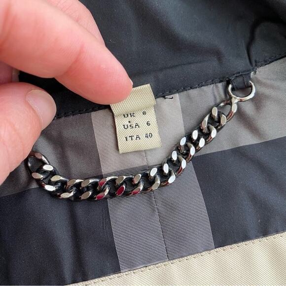 BURBERRY BLACK LONG LIGHTWEIGHT BELTED RAIN TRENCH COAT SIZE 6 - Picture 14 of 16